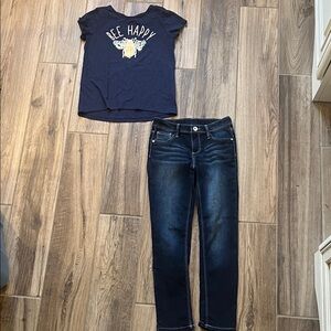 Place Navy Bee Happy Flip Sequin Tee & Jeans Set